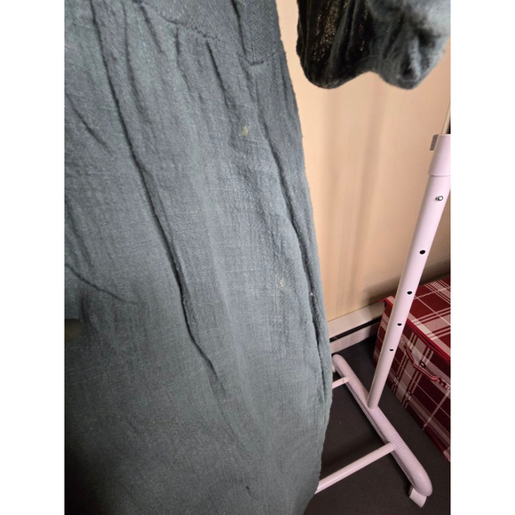 Madewell Teal Crinkle Cotton V-Neck Maxi Dress XS - Picture 3 of 10